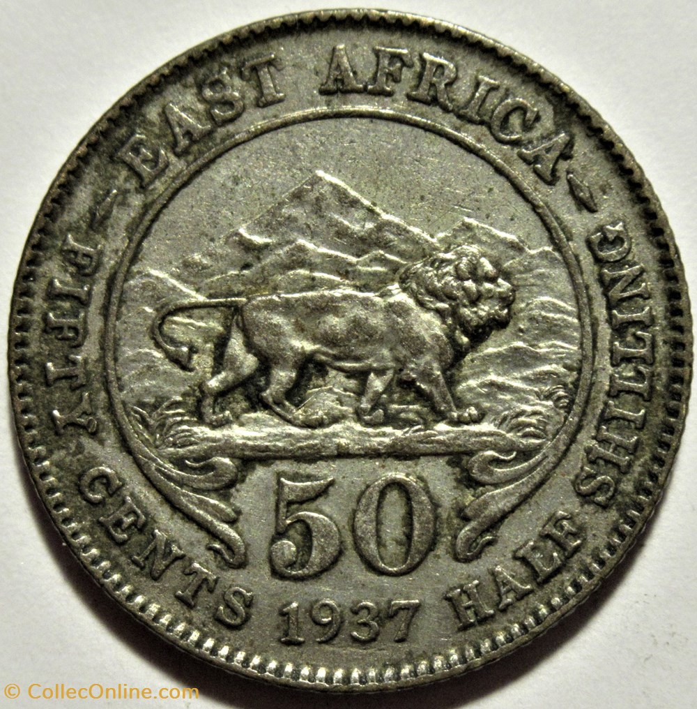 monnaies monde kenya george vi 50 cents 1937 east africa