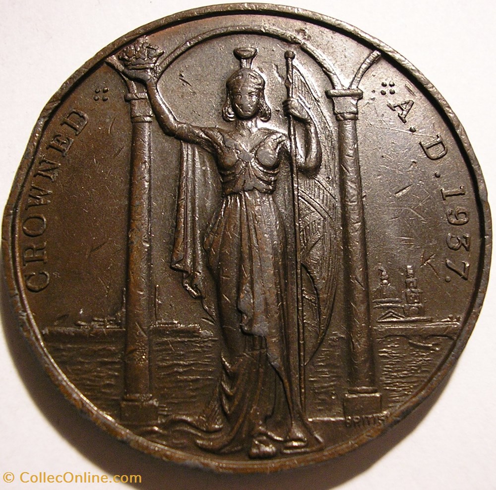 George VI & Elizabeth - 1937 Coronation Medal, Britannia - UK 3 medaille royaume uni george vi elizabeth 1937 coronation medal britannia uk