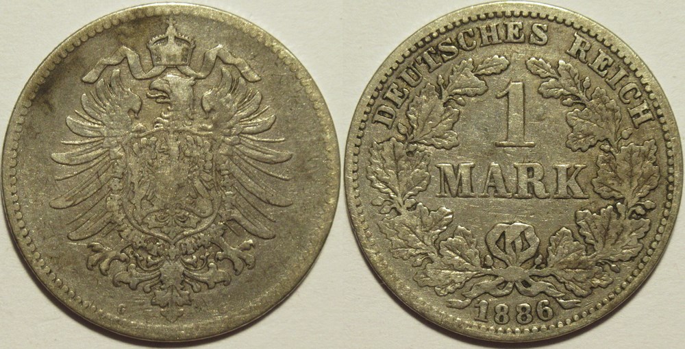 Wilhelm I - 1 Mark 1886, Karlsruhe - German Empire monnaies monde allemagne wilhelm i 1 mark 1886 karlsruhe german empire