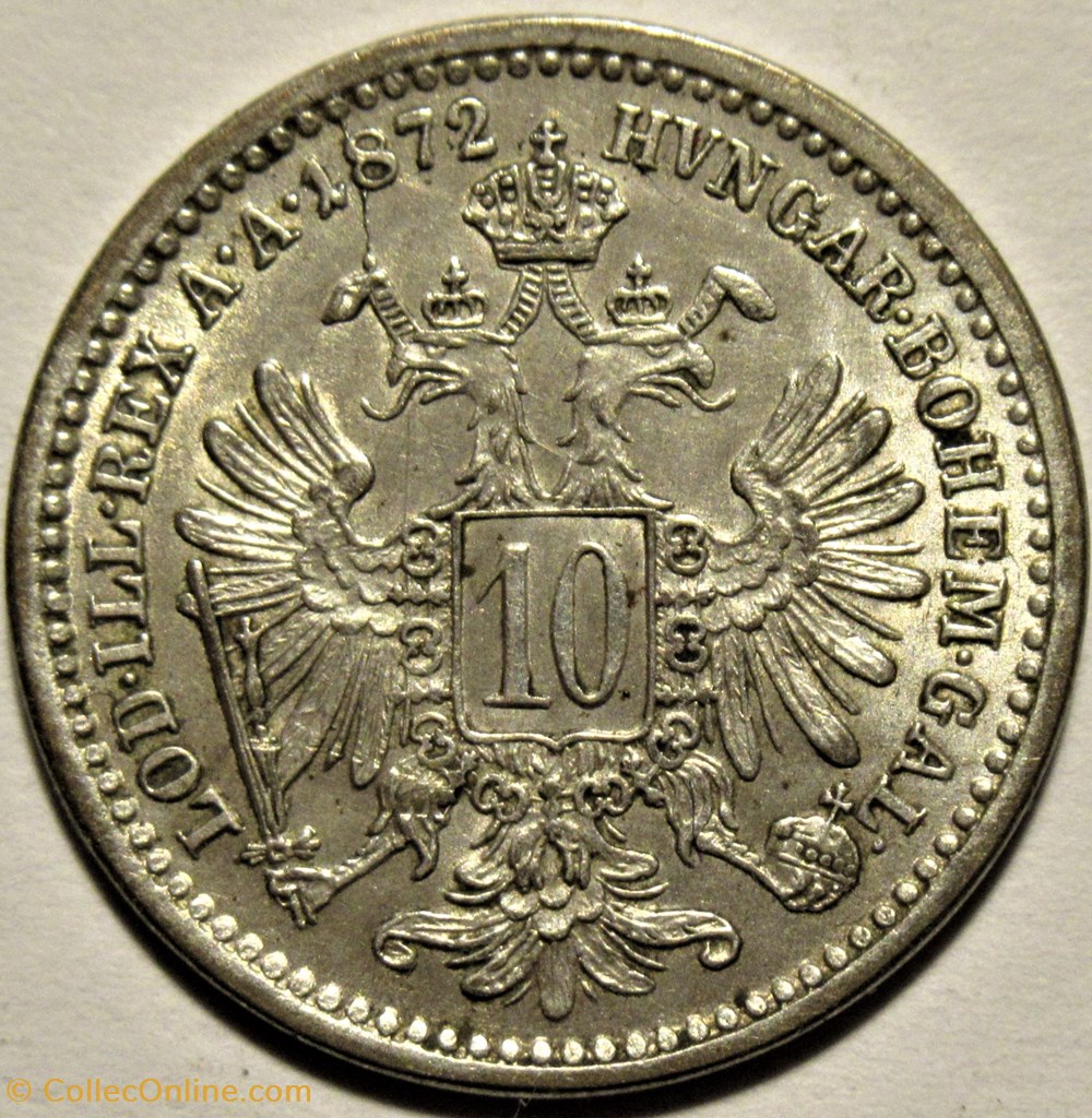 Franz Joseph I - 10 Kreuzer 1872, Vienna - Austrian Empire - Die Crack 3 monnaies monde autriche franz joseph i 10 kreuzer 1872 vienna austrian empire die crack