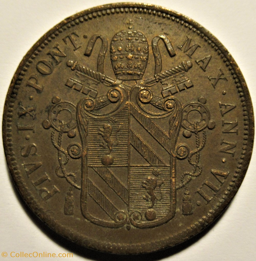 monnaies monde pio ix papa 5 baiocchi 1853 anno vii vaticano