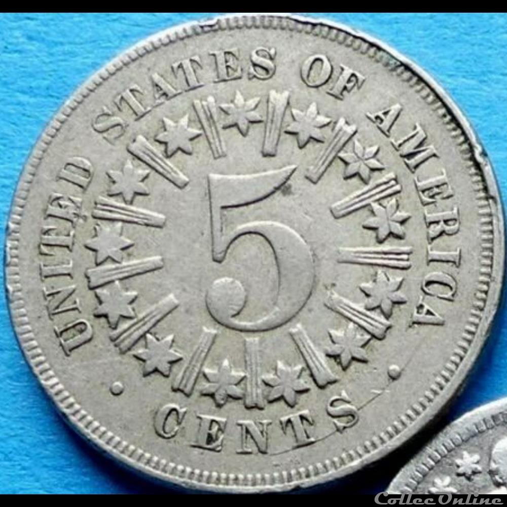 1866 5 Cents Rays (ex.2) monnaies monde etats unis 1866 5 cents rays ex 2