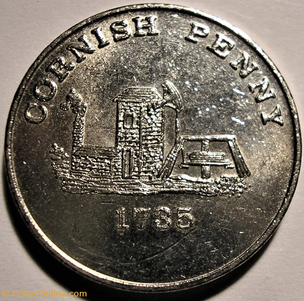 monnaie jeton mereaux 1735 1988 cornish penny poldark mine cornwall england