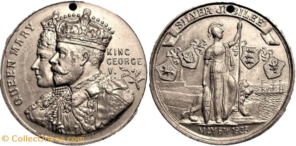 George V & Mary - 1935 Silver Jubilee Medal medaille royaume uni george v mary 1935 silver jubilee medal