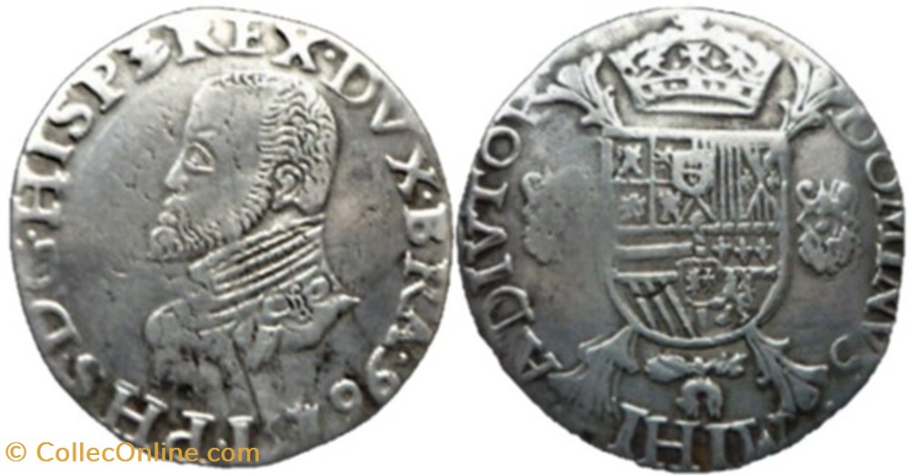 Philip II of Spain - Philipsdaalder 1596 - Antwerp, Spanish Netherlands monnaies europe medievale pays bas espagnols philip ii of spain philipsdaalder 1596 antwerp spanish netherlands