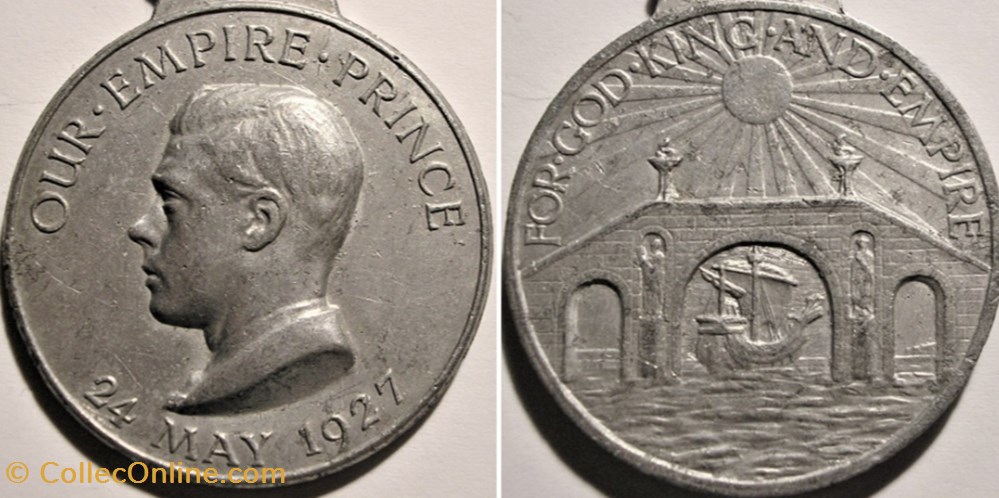 Prince Edward (VIII) - 1927 Empire Day Medal, UK medaille royaume uni prince edward viii 1927 empire day medal uk