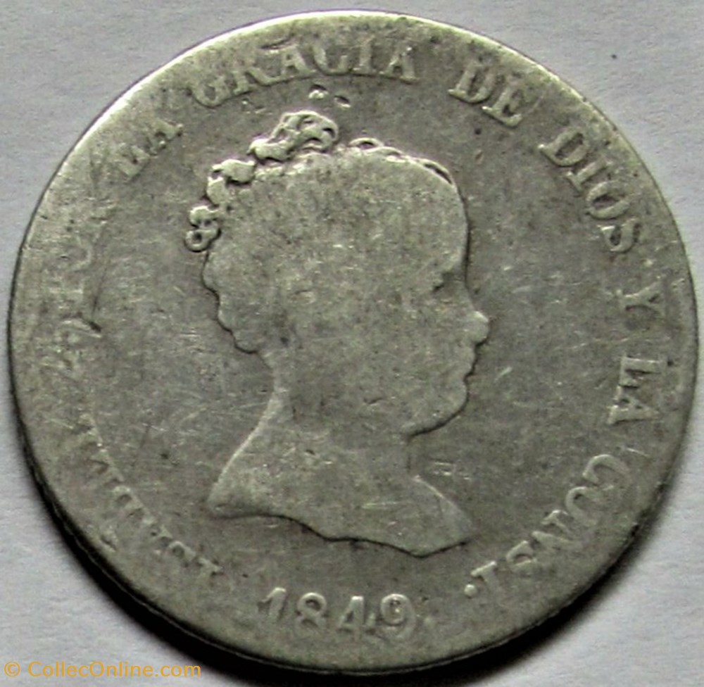 1849 Madrid - 4 Reales - Isabel II de España 2 monnaies monde espagne 1849 madrid 4 reales isabel ii de espana