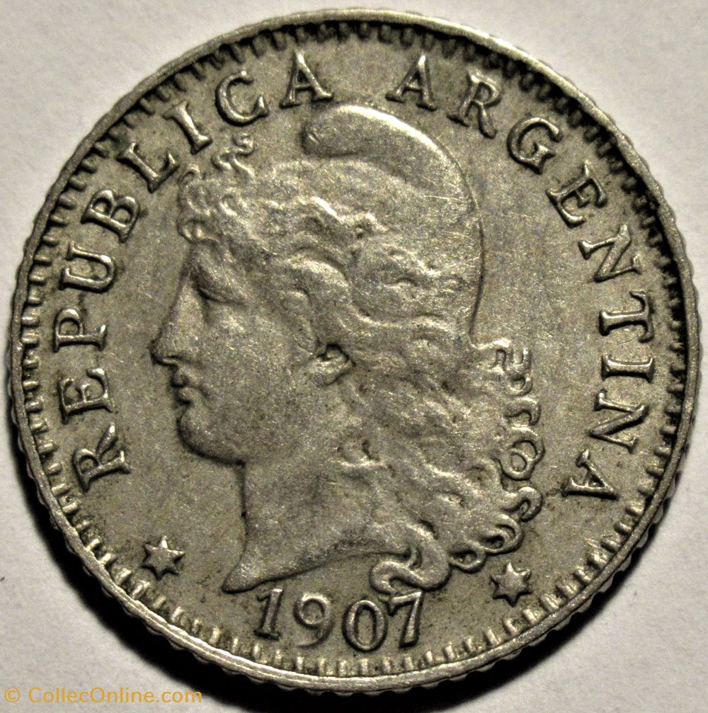 Argentina - 5 Centavos 1907 2 monnaies monde argentine argentina 5 centavos 1907