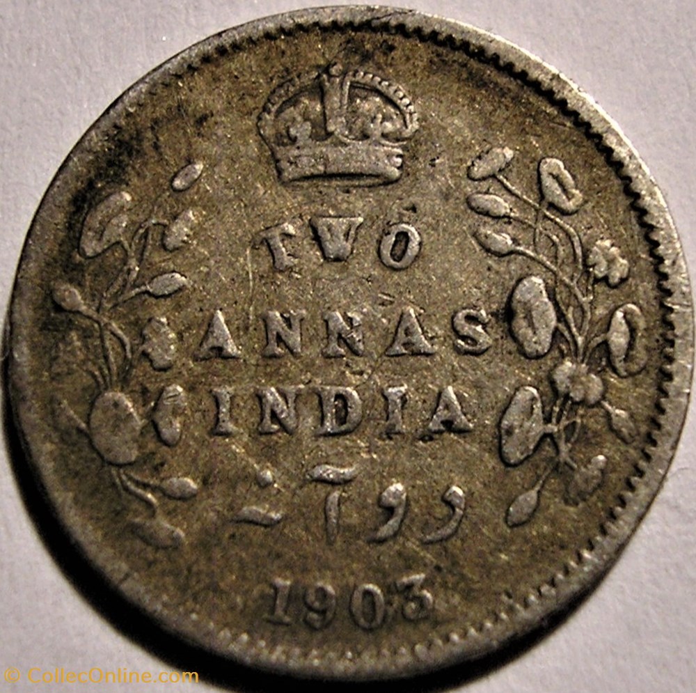 Edward VII - Two Annas 1903 - British India (ex.3) monnaie monde inde edward vii two annas 1903 british india ex 3