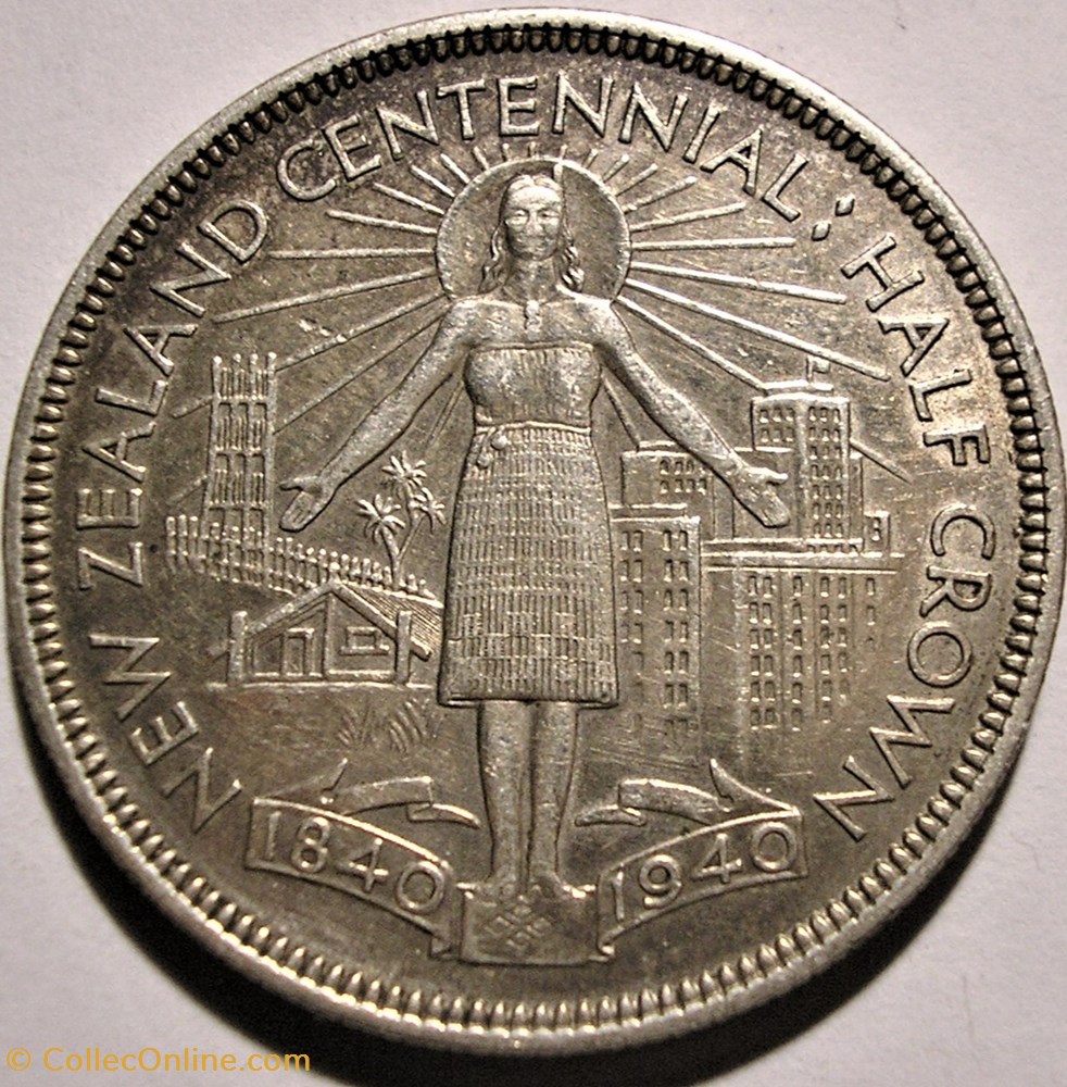 monnaies monde nouvelle zelande george vi half crown 1840 1940 centennial new zealand