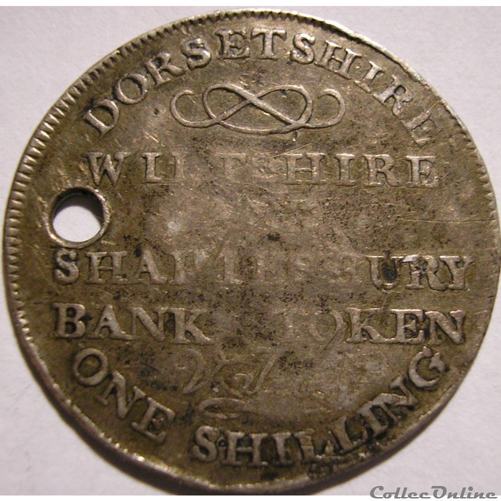 1811 Shilling, Bank Token - Shaftesbury, Dorsetshire, Wales monnaies monde royaume uni 1811 shilling bank token shaftesbury dorsetshire wales