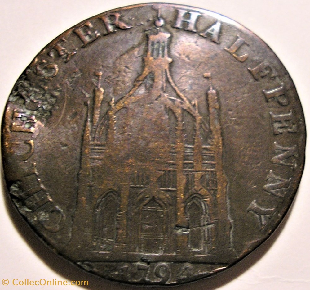 monnaie monde royaume uni 1794 halfpenny elizabeth i chichester sussex england