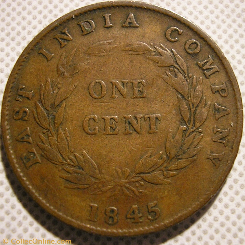 Queen Victoria - One Cent 1845 - Straits Settlements, Malaysia (ex.2) monnaie monde malaisie queen victoria one cent 1845 straits settlements malaysia ex 2
