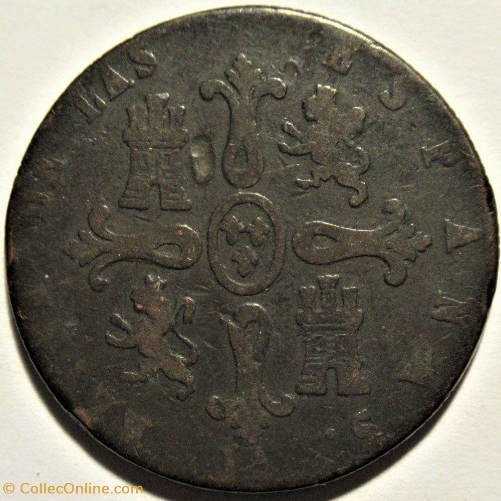 1841 Jubia, 8 Maravedis - Isabel II España 3 monnaies monde espagne 1841 jubia 8 maravedis isabel ii espana