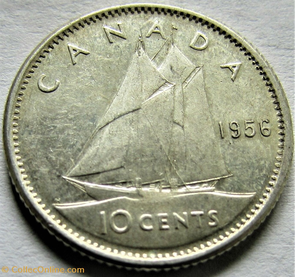 Elizabeth II - 10 Cents 1956 monnaies monde canada elizabeth ii 10 cents 1956