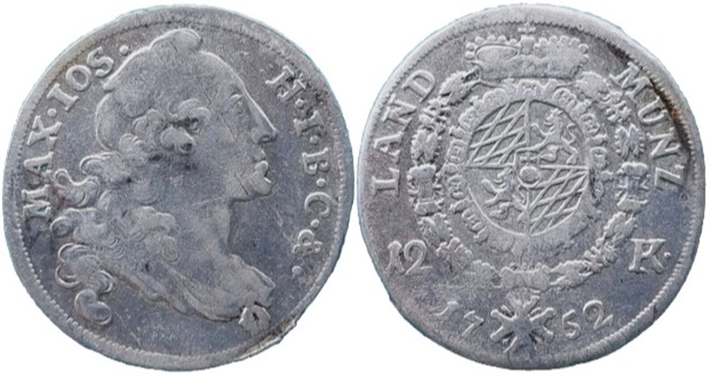Maximilian III Joseph - 12 Kreuzer 1752 - Electorate of Bavaria (2 ex) monnaies europe medievale saint empire romain germanique maximilian iii joseph 12 kreuzer 1752 electorate of bavaria 2 ex