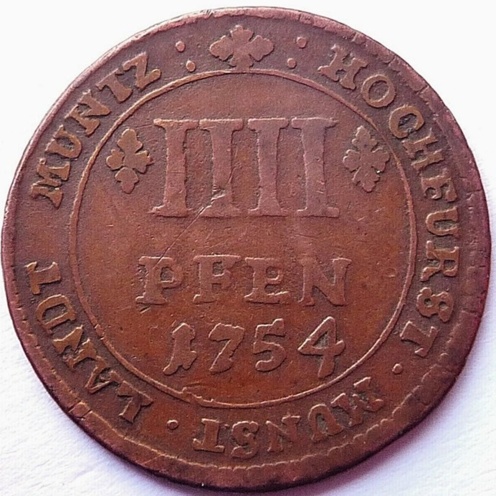 monnaies europe medievale saint empire romain germanique clemens august v bayern 4 pfennige 1754 bishopric of munster