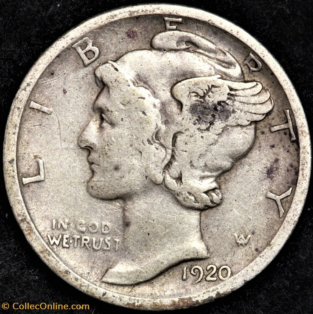 1920 Denver Dime monnaies monde etats unis 1920 denver dime