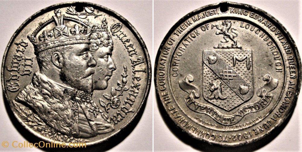 Edward VII & Alexandra - 1902 Coronation Medal, Loughborough - UK medaille royaume uni edward vii alexandra 1902 coronation medal loughborough uk