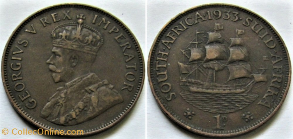 George V - One Penny 1933 - South Africa monnaies monde afrique du sud george v one penny 1933 south africa