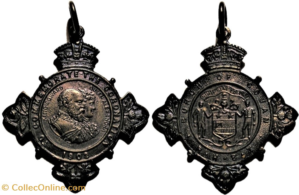 Edward VII & Alexandra - 1902 Coronation Medallion to Burgh of Govan, Glasgow District, Scotland monnaie jeton mereaux edward vii alexandra 1902 coronation medallion to burgh of govan glasgow district scotland
