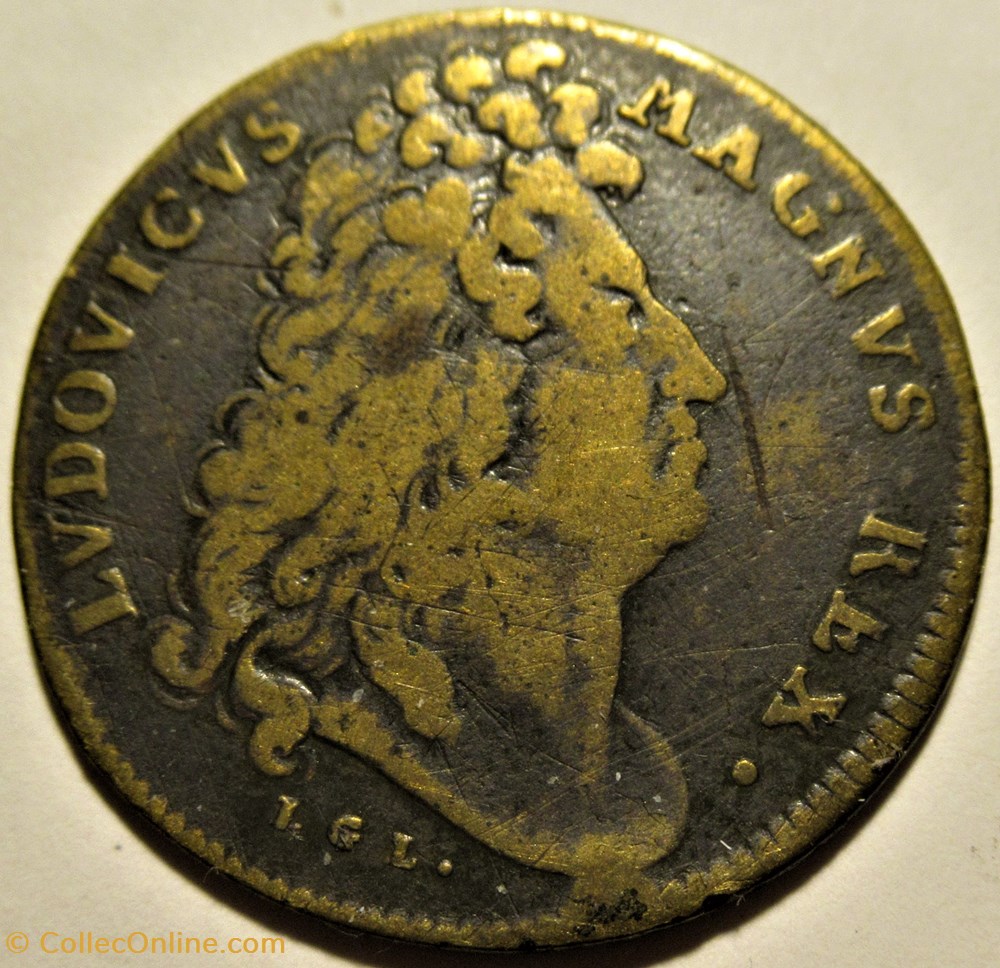 Louis XIV - c.1699; Pallas - Jeton des Bâtiments du roi (var) 2 monnaies jetons mereaux louis xiv c 1699 pallas jeton des batiments du roi var