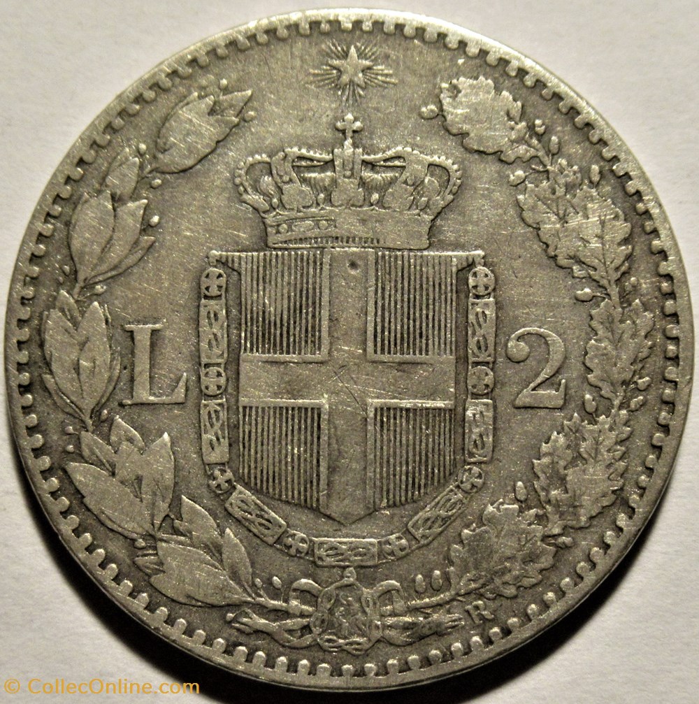 1884 Regno d'Italia, 2 Lire, Roma - Umberto I 3 monnaies monde italie 1884 regno italia 2 lire roma umberto i