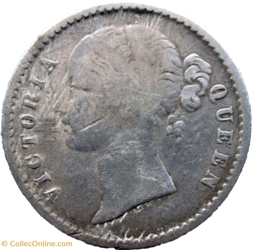 Victoria - 1/4 Rupee 1840 Bombay - East India Company 2 monnaies monde inde victoria 1 4 rupee 1840 bombay east india company