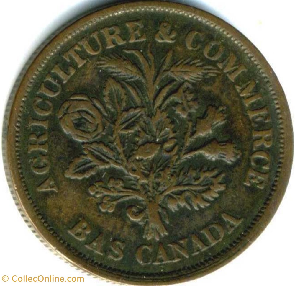 Montreal 1838 Un Sou Bouquet - Banque du Peuple, Rebellion (ex.3) monnaie monde canadum montreal 1838 un sou bouquet banque du peuple rebellion ex 3