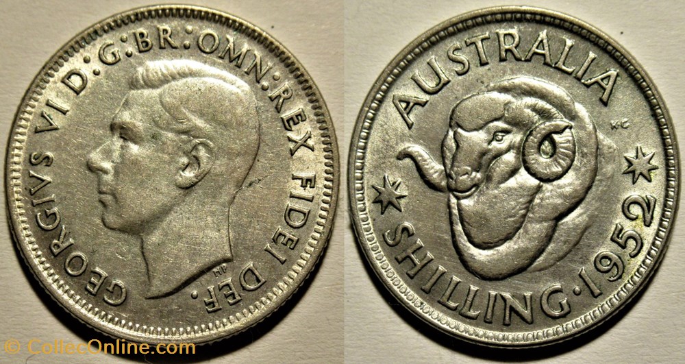 monnaies monde australie george vi one shilling 1952 melbourne australia