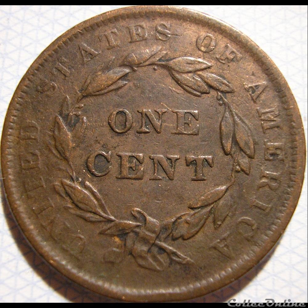 1839 One Cent 2 monnaie monde etat uni 1839 one cent