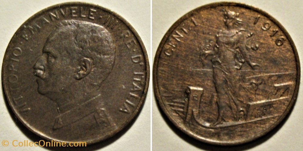 1916 Regno d'Italia, Centesimo, Roma - Vittorio Emanuele III monnaies monde italie 1916 regno italia centesimo roma vittorio emanuele iii