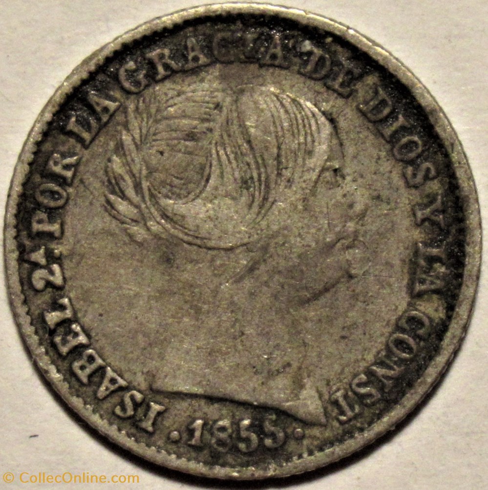1855 Sevilla - 1 Real - Isabel II de España monnaies monde espagne 1855 sevilla 1 real isabel ii de espana