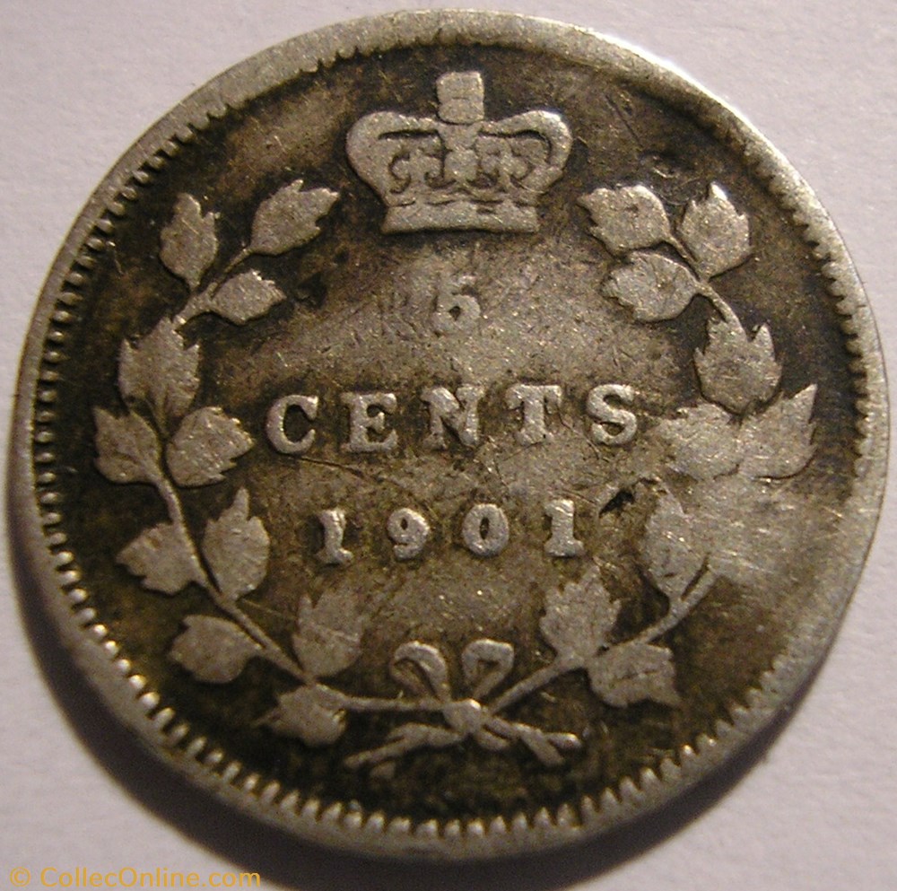 Victoria - 5 Cents 1901 monnaie monde canadum victoria 5 cents 1901