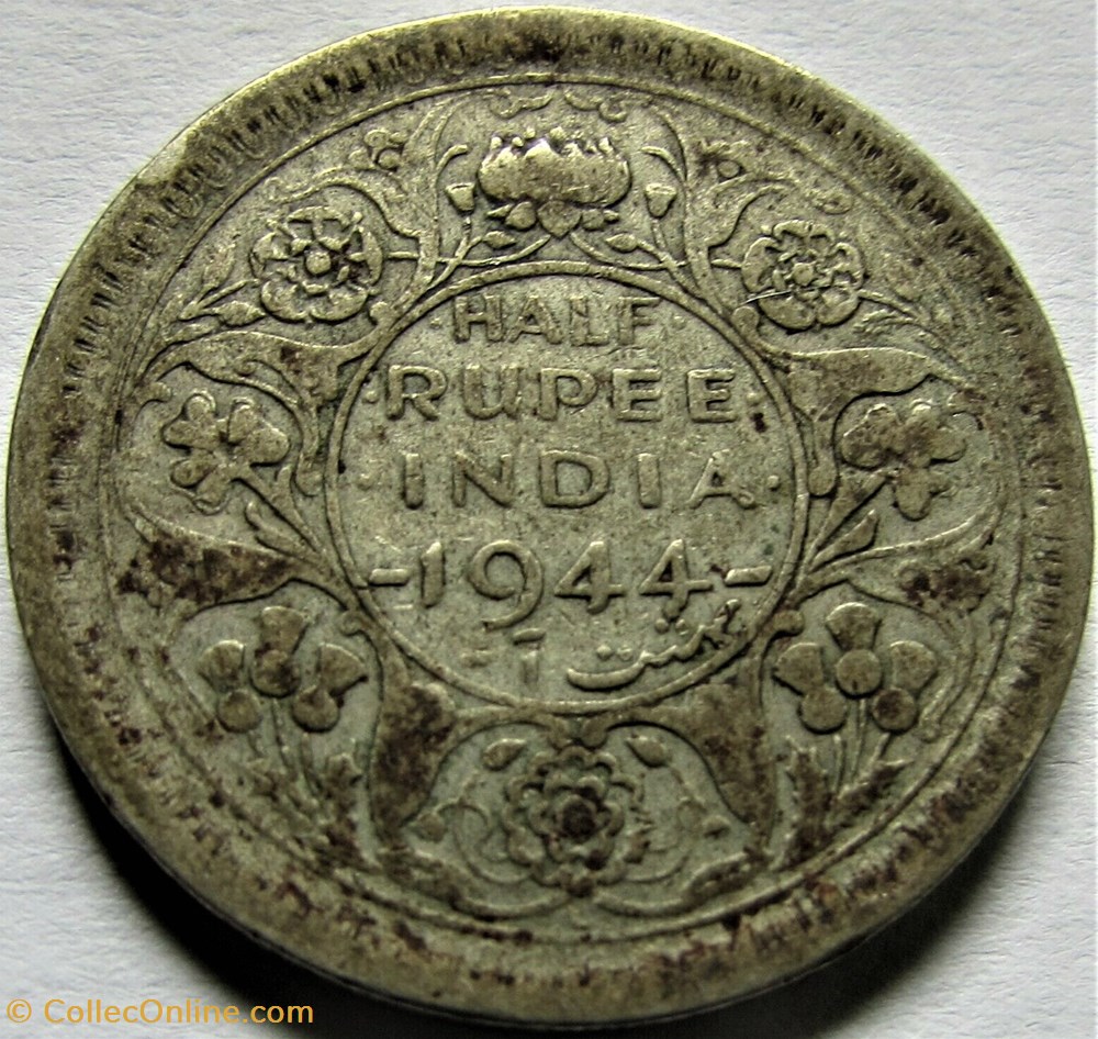 George VI - Half Rupee 1944 Lahore - British India monnaies monde inde george vi half rupee 1944 lahore british india
