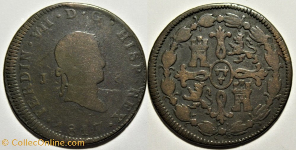 1817 Jubia 8 Maravedis - Fernando VII de España monnaies monde espagne 1817 jubia 8 maravedis fernando vii de espana