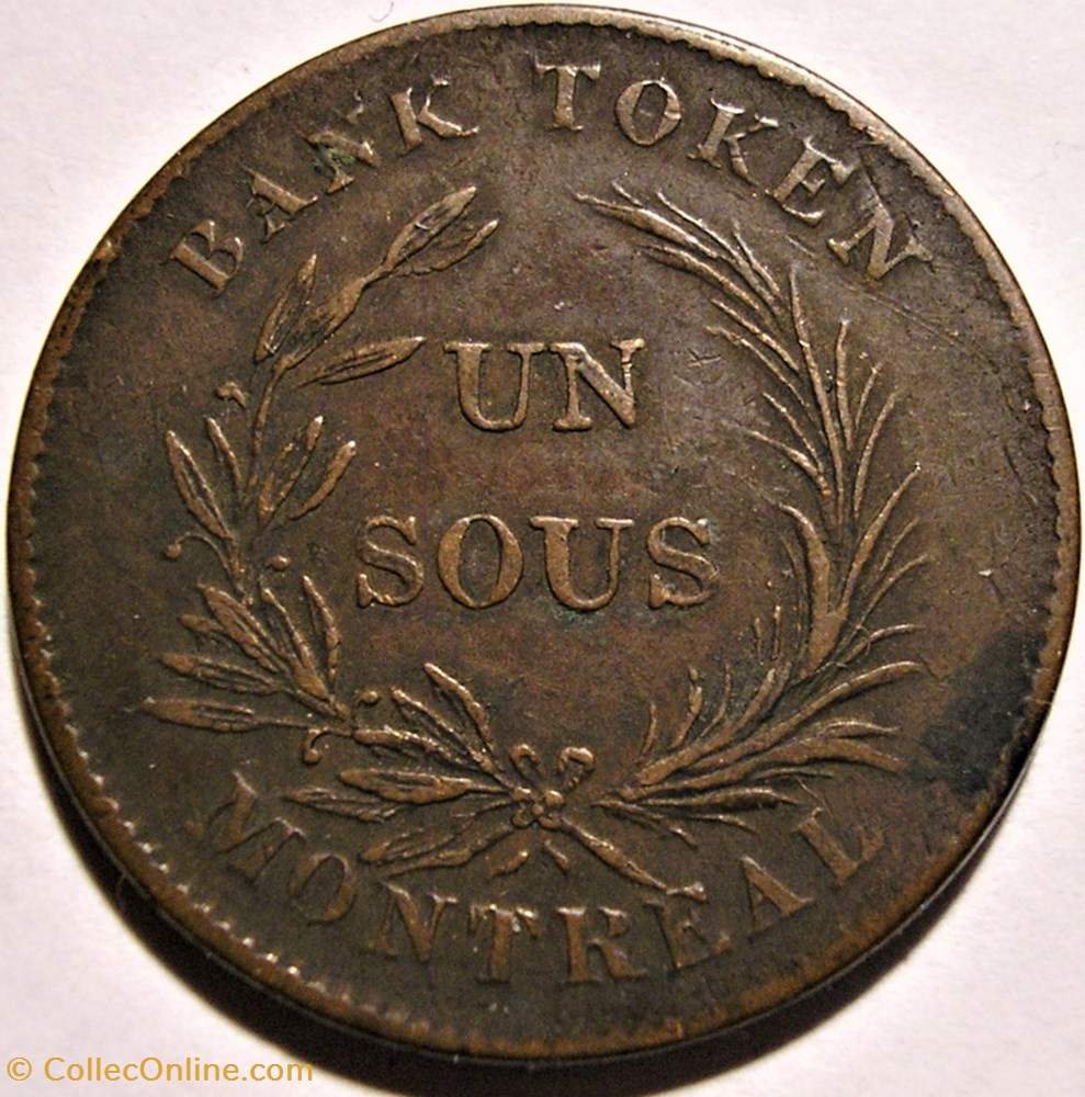 monnaie monde canadum montreal un sous bouquet bank token 1835 trade agriculture
