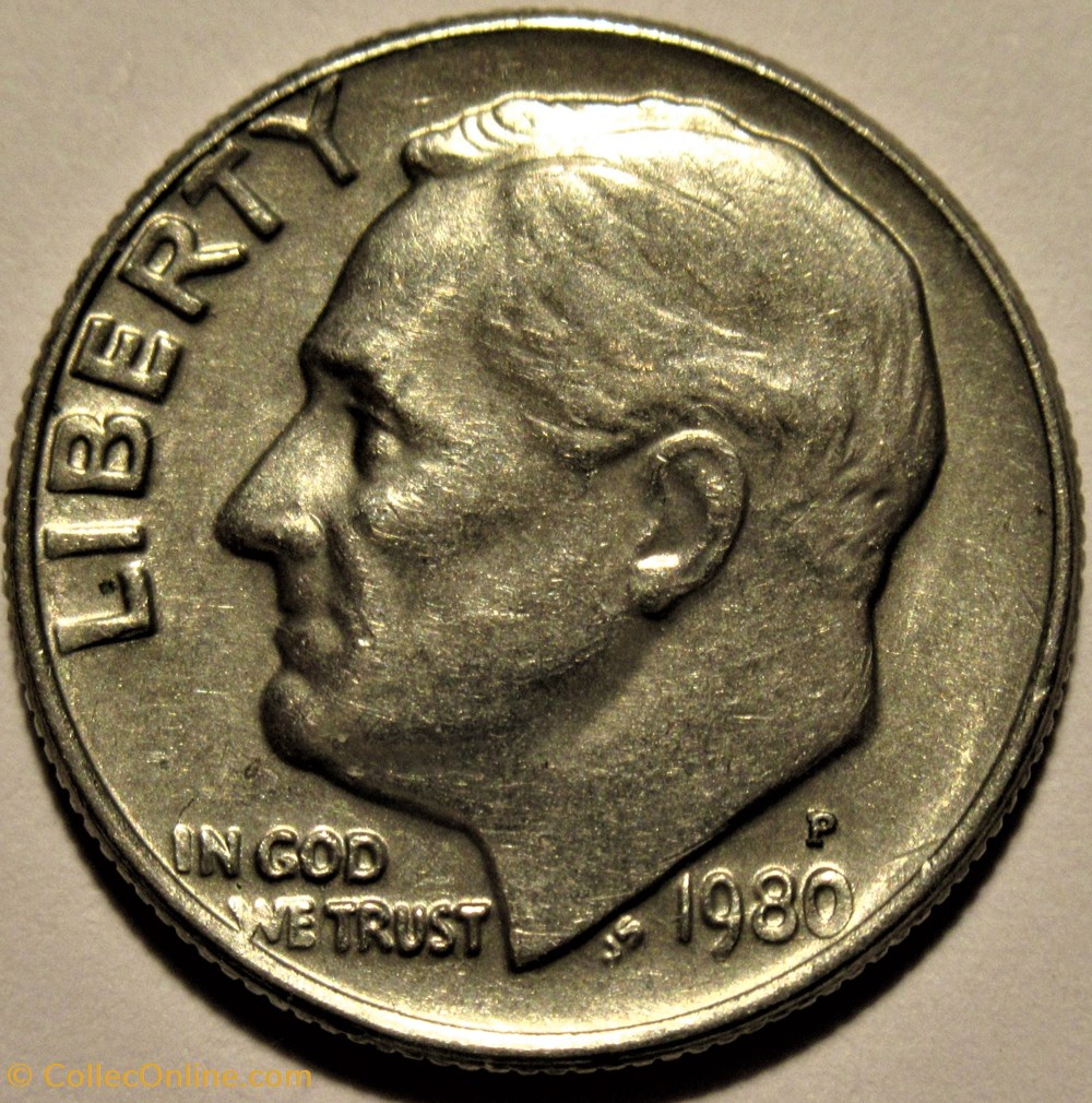 1980 Dime - Thick Date & Doubling monnaies monde etats unis 1980 dime thick date doubling