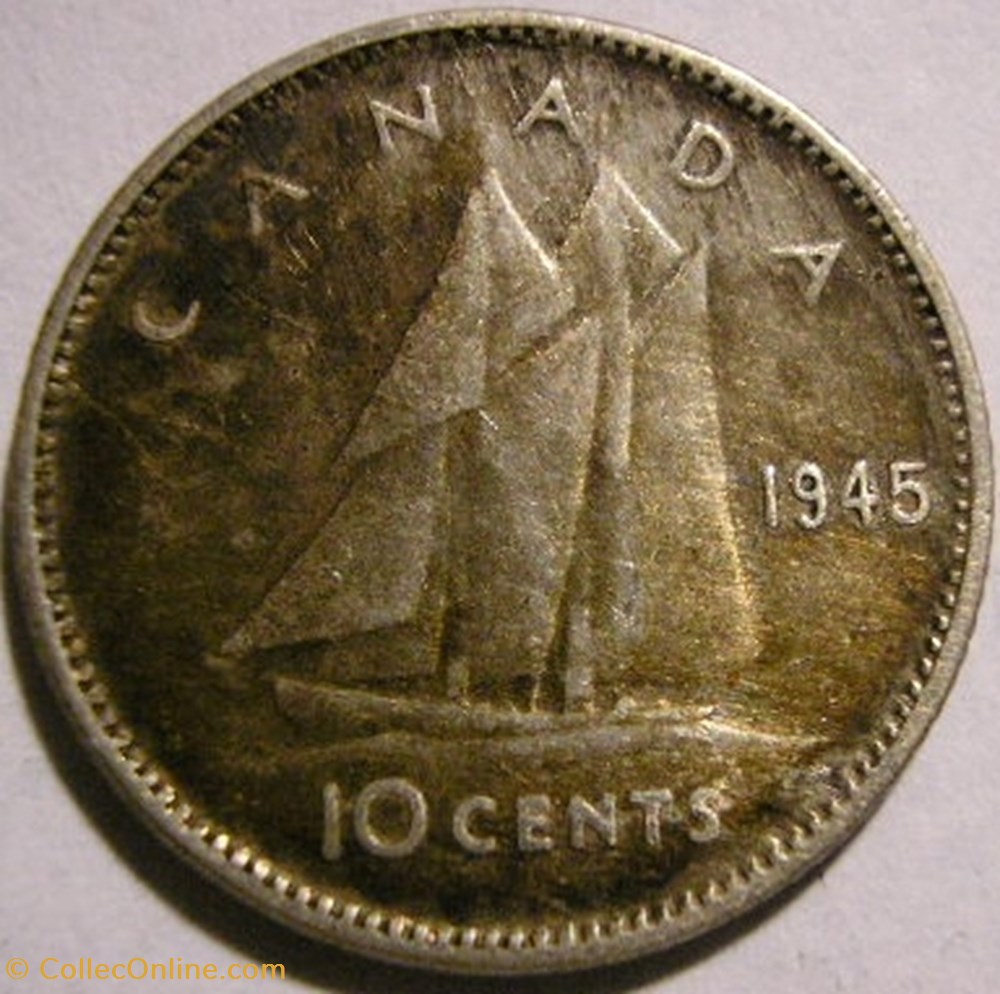 George VI - 10 Cents 1945 monnaie monde canadum george vi 10 cents 1945