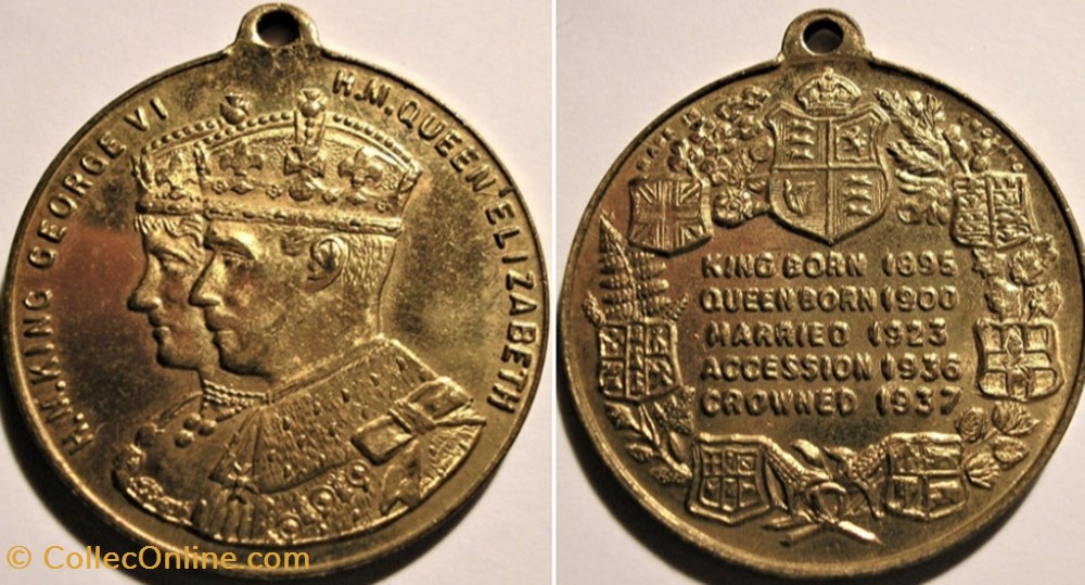 George VI & Elizabeth - 1937 Coronation Gilt Medal - UK medaille royaume uni george vi elizabeth 1937 coronation gilt medal uk