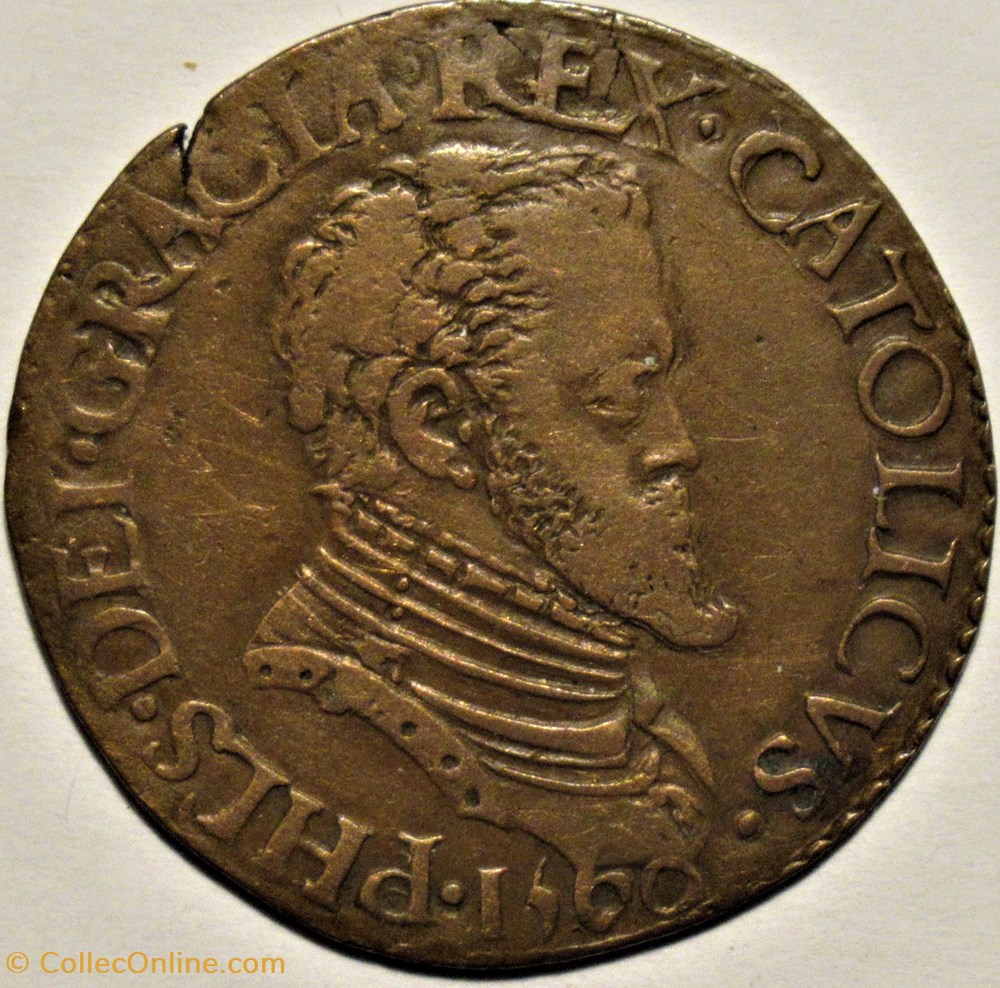 Philippe II - 1560, Jeton du Bureau des Finances - Pays-Bas Espagnols monnaies europe medievale philippe ii 1560 jeton du bureau des finances pays bas espagnols