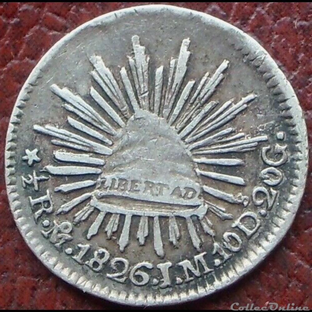 monnaies monde mexique mexico 1 2 real 1826 1st republic