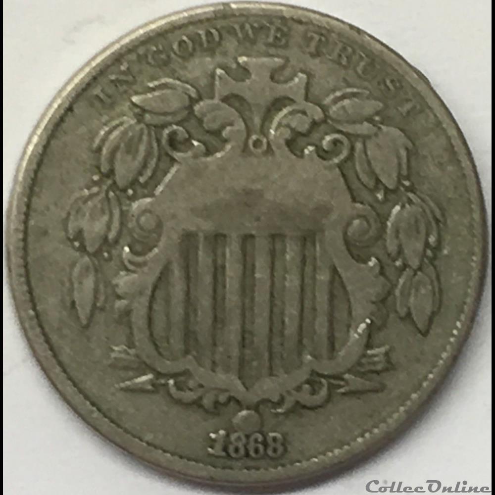 1868 5 Cents (ex.3) monnaie monde etat uni 1868 5 cents ex 3