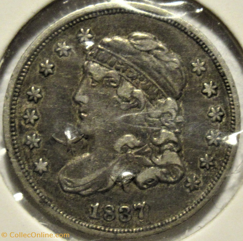 1837 Half Dime - 5 Cents - Repunched Date monnaies monde etats unis 1837 half dime 5 cents repunched date
