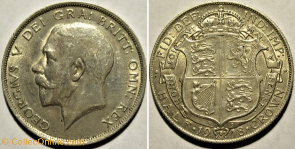 George V - Half Crown 1918 - Great Britain (2) monnaies monde royaume uni george v half crown 1918 great britain 2