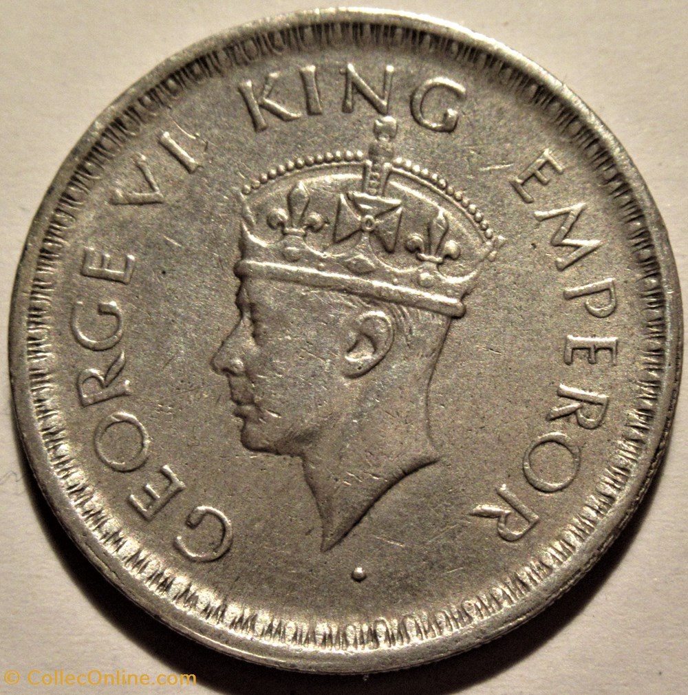 George VI - Half Rupee 1943 Lahore - British Raj (ex.2) 2 monnaies monde inde george vi half rupee 1943 lahore british raj ex 2