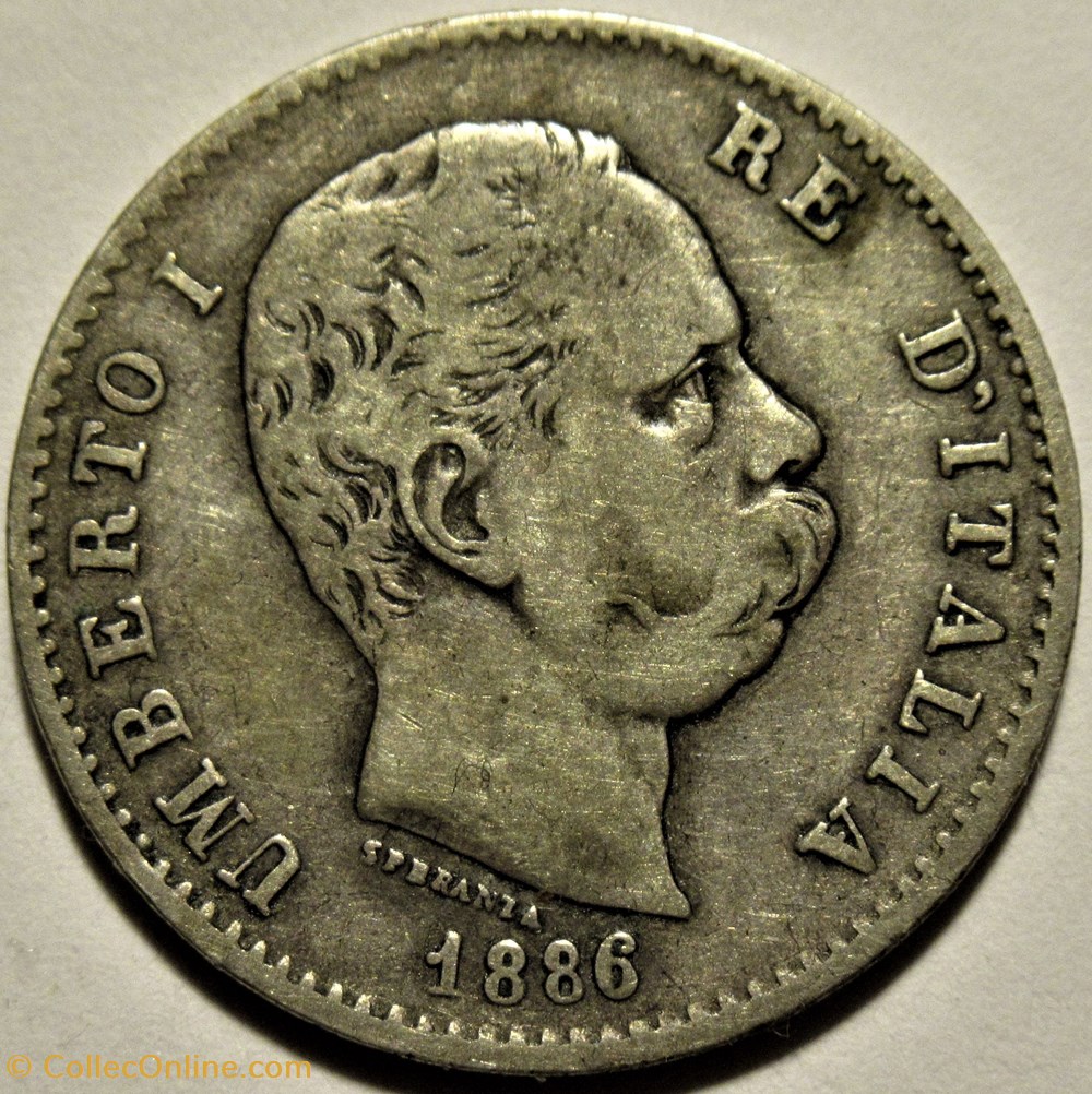 monnaies monde italie 1886 regno italia lira roma umberto i