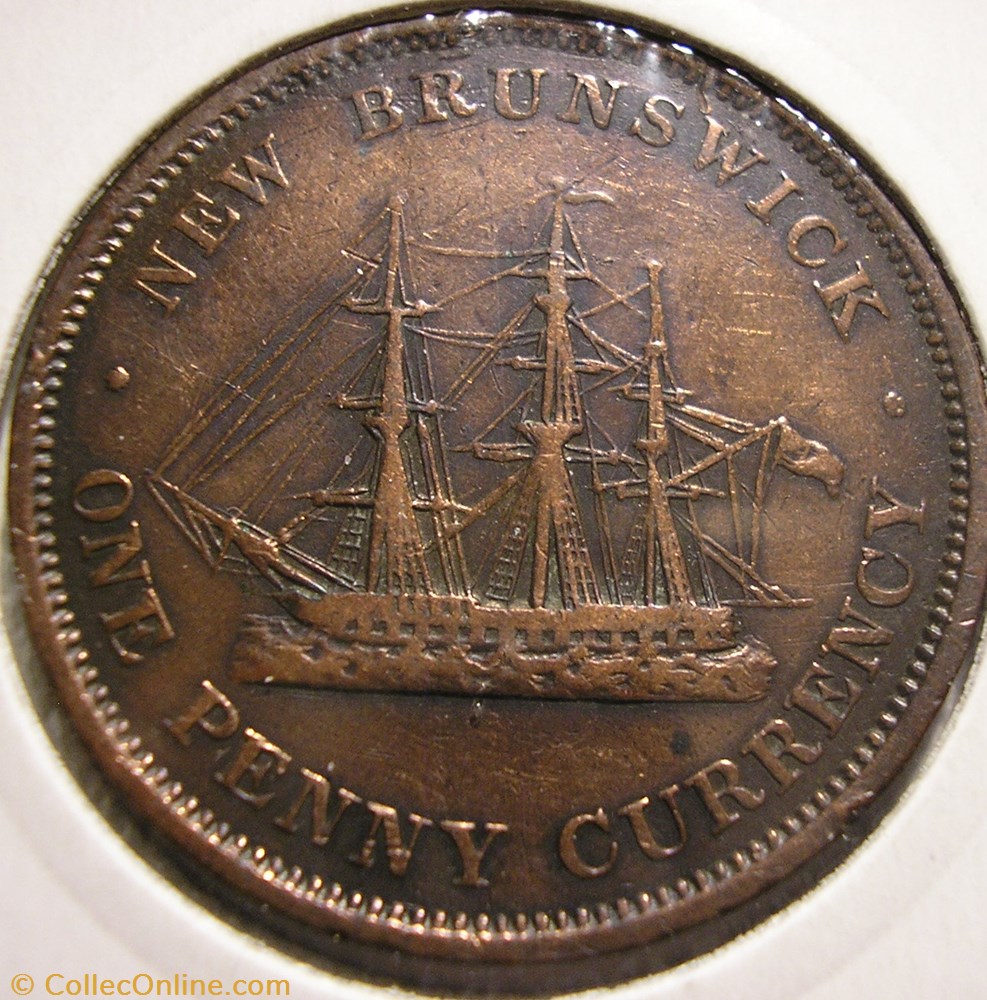 Victoria - One Penny 1854 - New Brunswick monnaie monde canadum victoria one penny 1854 new brunswick