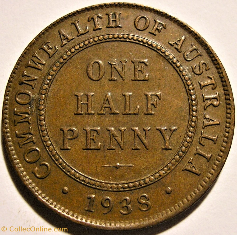 George VI - Half Penny 1938 Melbourne - Australia monnaie monde australie george vi half penny 1938 melbourne australia