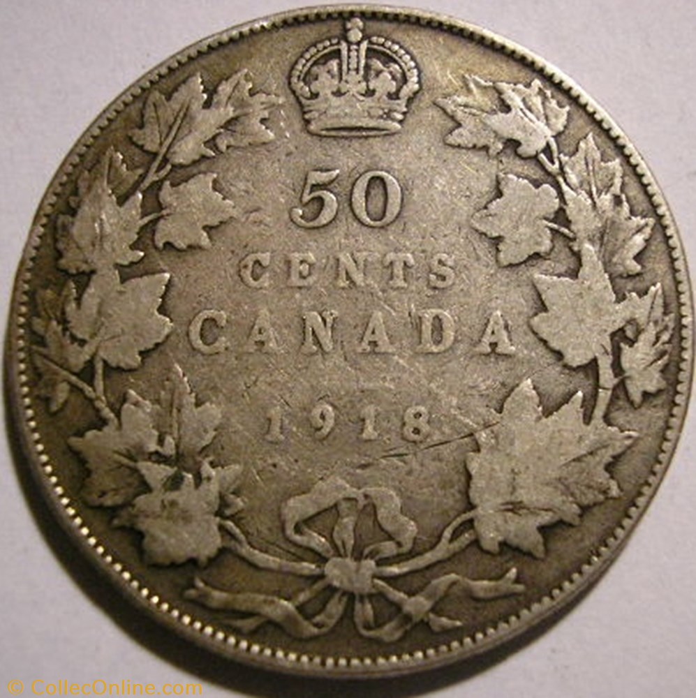 George V - 50 Cents 1918 monnaie monde canadum george v 50 cents 1918